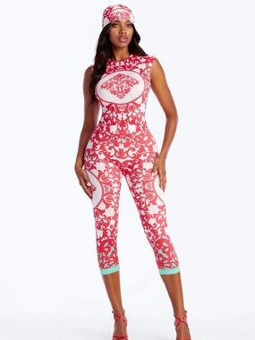 Fashion Nova Red and White Printed 3 piece set